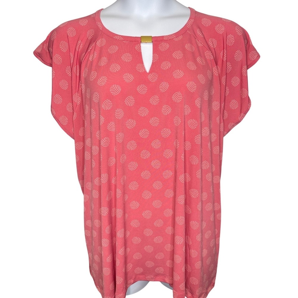 Liz Claiborne Womens Pink Blouse Sz 3X Flutter Sleeve Flowy Casual Coastal NWT